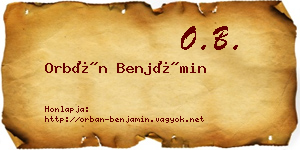 Orbán Benjámin névjegykártya